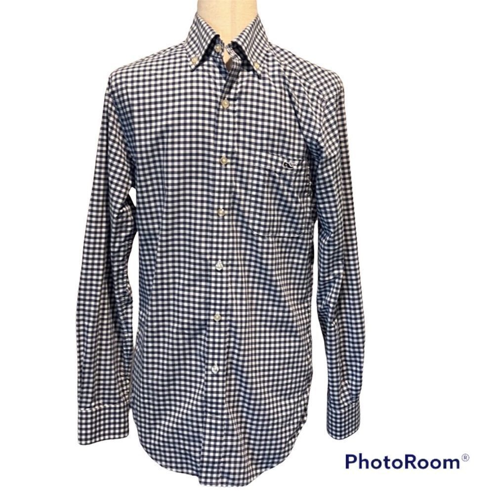 VINEYARD VINES Slim Fit Tucker Shirt Blue & White Gingham Checked Sz XS NWOT